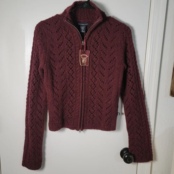 Abercrombie & Fitch Vintage 2002 Y2K Lambswool Blend Burgundy Jacket NWT